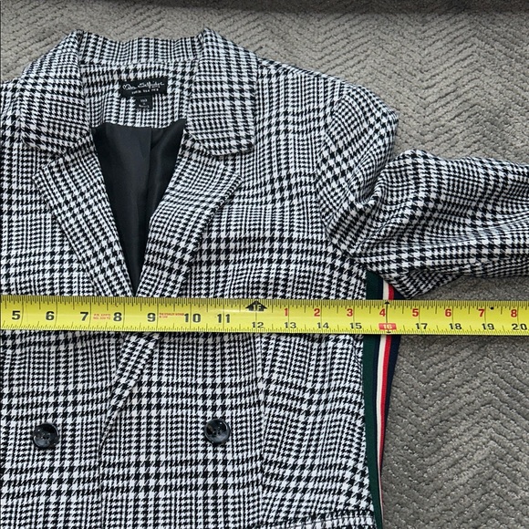 Miss Selfridge Women's Cropped Houndstooth Blazer BlackWhite Double Breasted Sz4 - Picture 12 of 12
